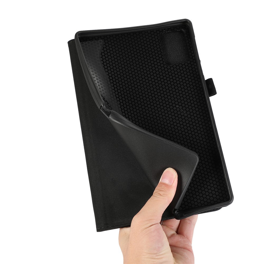 For Lenovo Legion Y700 Gen 4 Case with Stand Card Holder Cloth Texture Leather Tablet Cover - Black