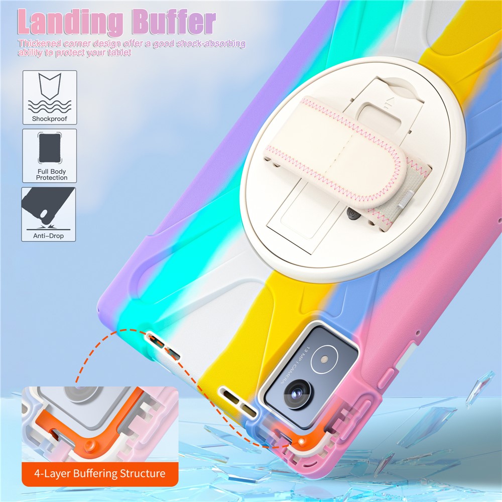 For Lenovo Tab K11 Plus / Zhaoyang K11 B352FU, TB230XC Case Kickstand PC + Silicone Tablet Cover - Colorful Pink