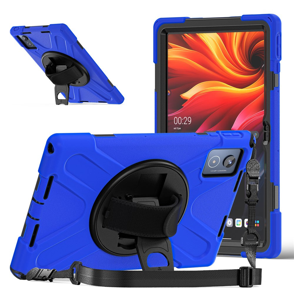 For Lenovo Tab K11 Plus / Zhaoyang K11 B352FU, TB230XC Kickstand Case TPU PC Silicone Tablet Cover with Shoulder Strap - Blue