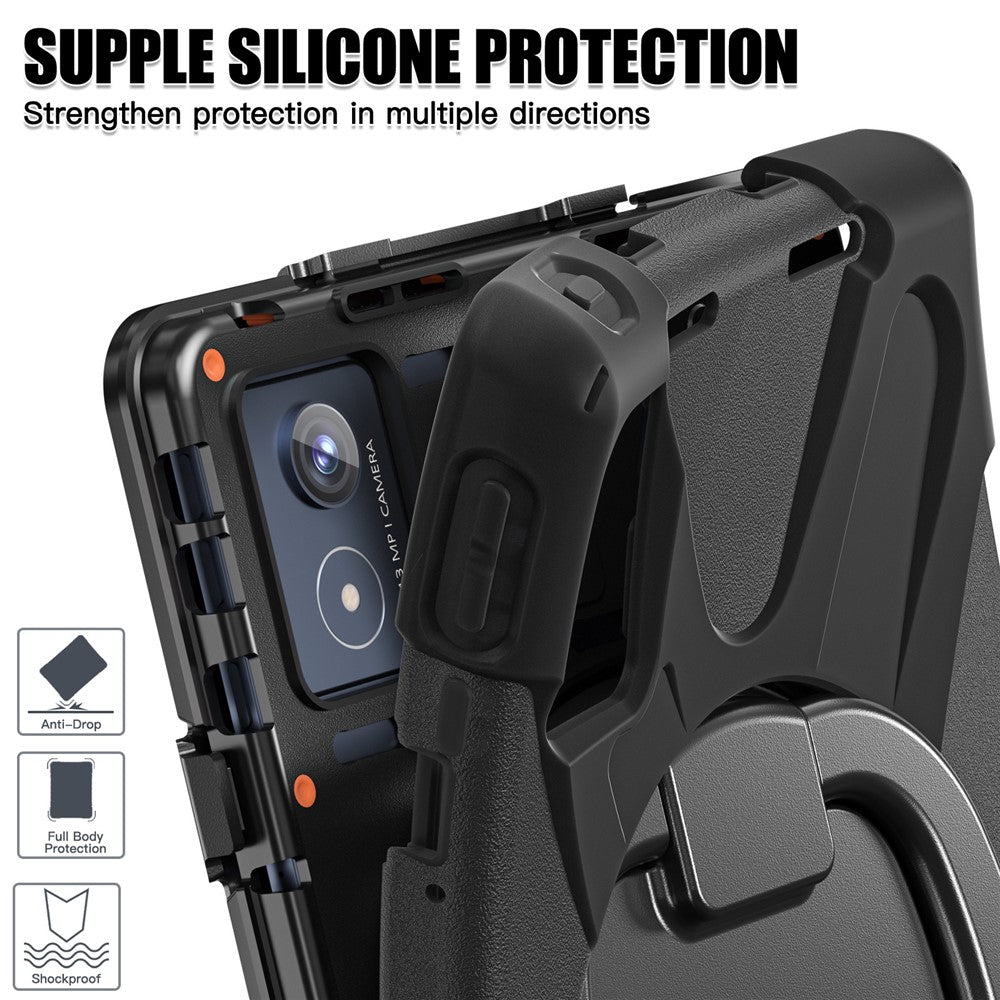 For Lenovo Tab K11 Plus / Zhaoyang K11 B352FU, TB230XC Case TPU + PC + Silicone Tablet Cover Kickstand - Black