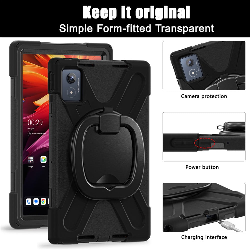 For Lenovo Tab K11 Plus / Zhaoyang K11 B352FU, TB230XC Case TPU + PC + Silicone Tablet Cover Kickstand - Black