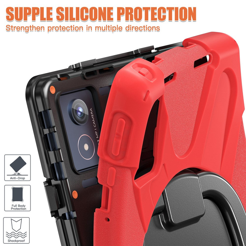 For Lenovo Tab K11 Plus / Zhaoyang K11 B352FU, TB230XC Case TPU + PC + Silicone Tablet Cover Kickstand - Red