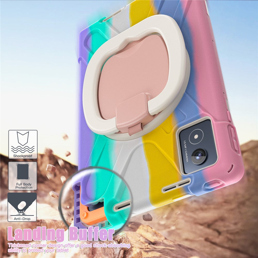 For Lenovo Tab K11 Plus / Zhaoyang K11 B352FU, TB230XC Case TPU + PC + Silicone Tablet Cover Kickstand - Colorful Pink