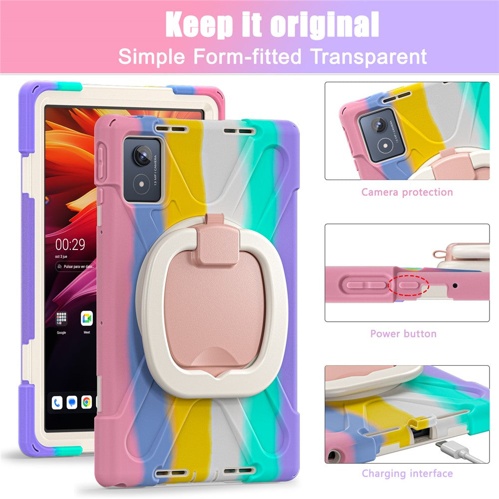 For Lenovo Tab K11 Plus / Zhaoyang K11 B352FU, TB230XC Case TPU + PC + Silicone Tablet Cover Kickstand - Colorful Pink