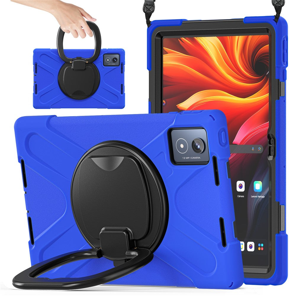 For Lenovo Tab K11 Plus / Zhaoyang K11 B352FU, TB230XC Case with Shoulder Strap TPU + PC + Silicone Kickstand Tablet Cover - Blue