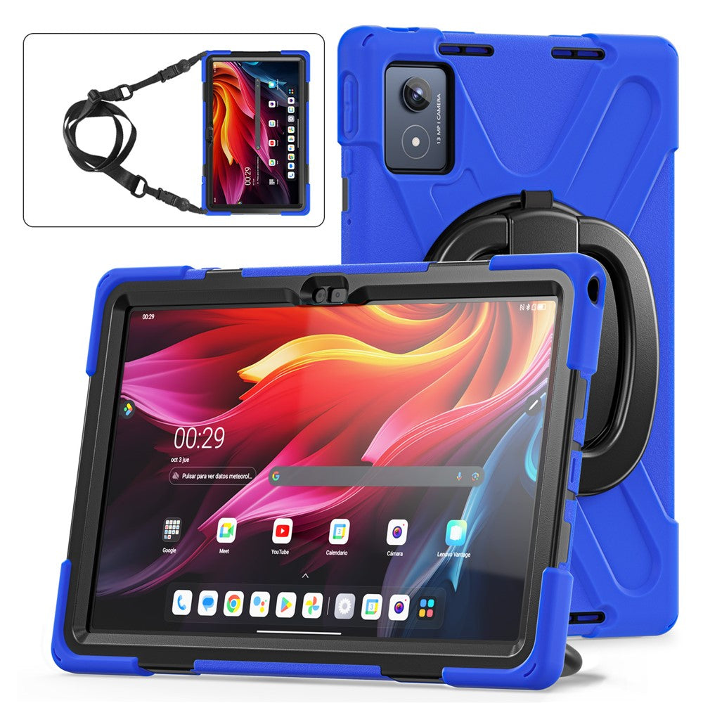 For Lenovo Tab K11 Plus / Zhaoyang K11 B352FU, TB230XC Case with Shoulder Strap TPU + PC + Silicone Kickstand Tablet Cover - Blue