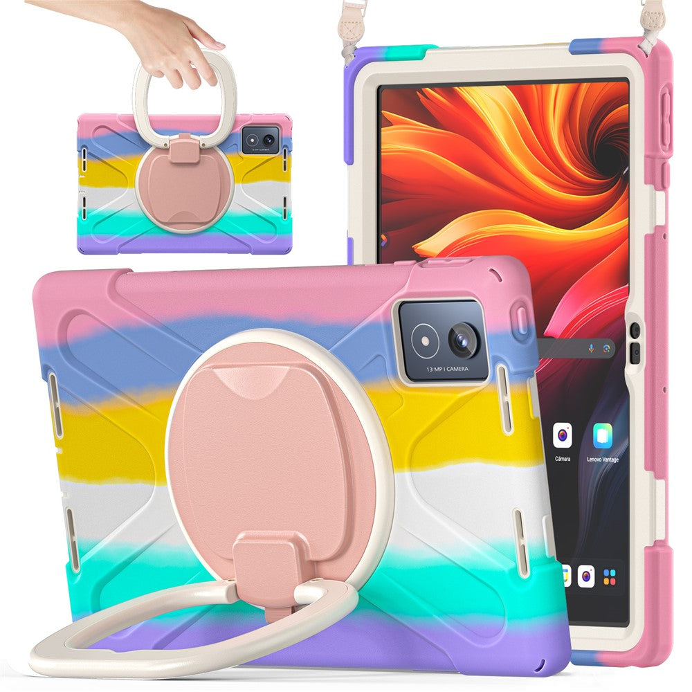 For Lenovo Tab K11 Plus / Zhaoyang K11 B352FU, TB230XC Case with Shoulder Strap TPU + PC + Silicone Kickstand Tablet Cover - Multi-color
