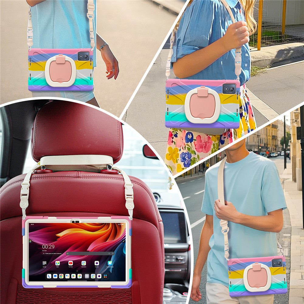 For Lenovo Tab K11 Plus / Zhaoyang K11 B352FU, TB230XC Case with Shoulder Strap TPU + PC + Silicone Kickstand Tablet Cover - Multi-color