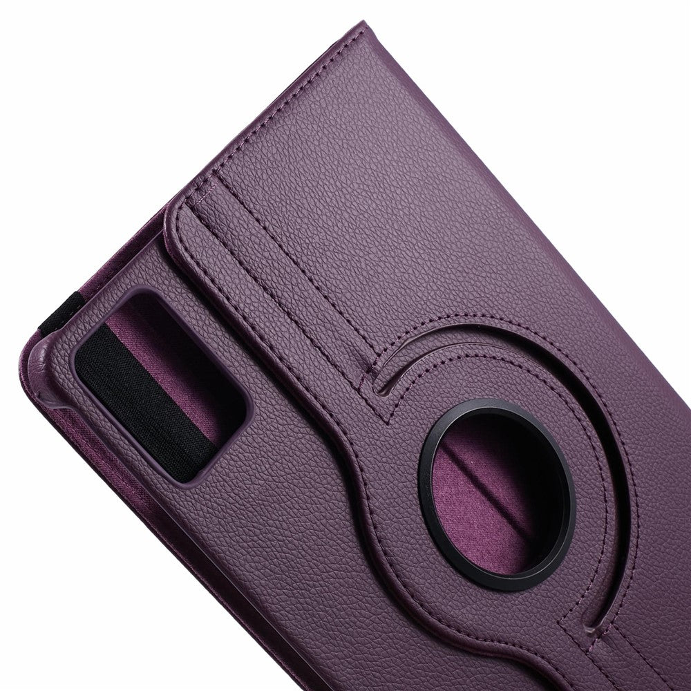 For Lenovo Idea Tab TB336ZU, TB336FU / Xiaoxin Pad 11 2025 Case Rotating Stand PU Leather + PC Tablet Cover with Elastic Band - Purple