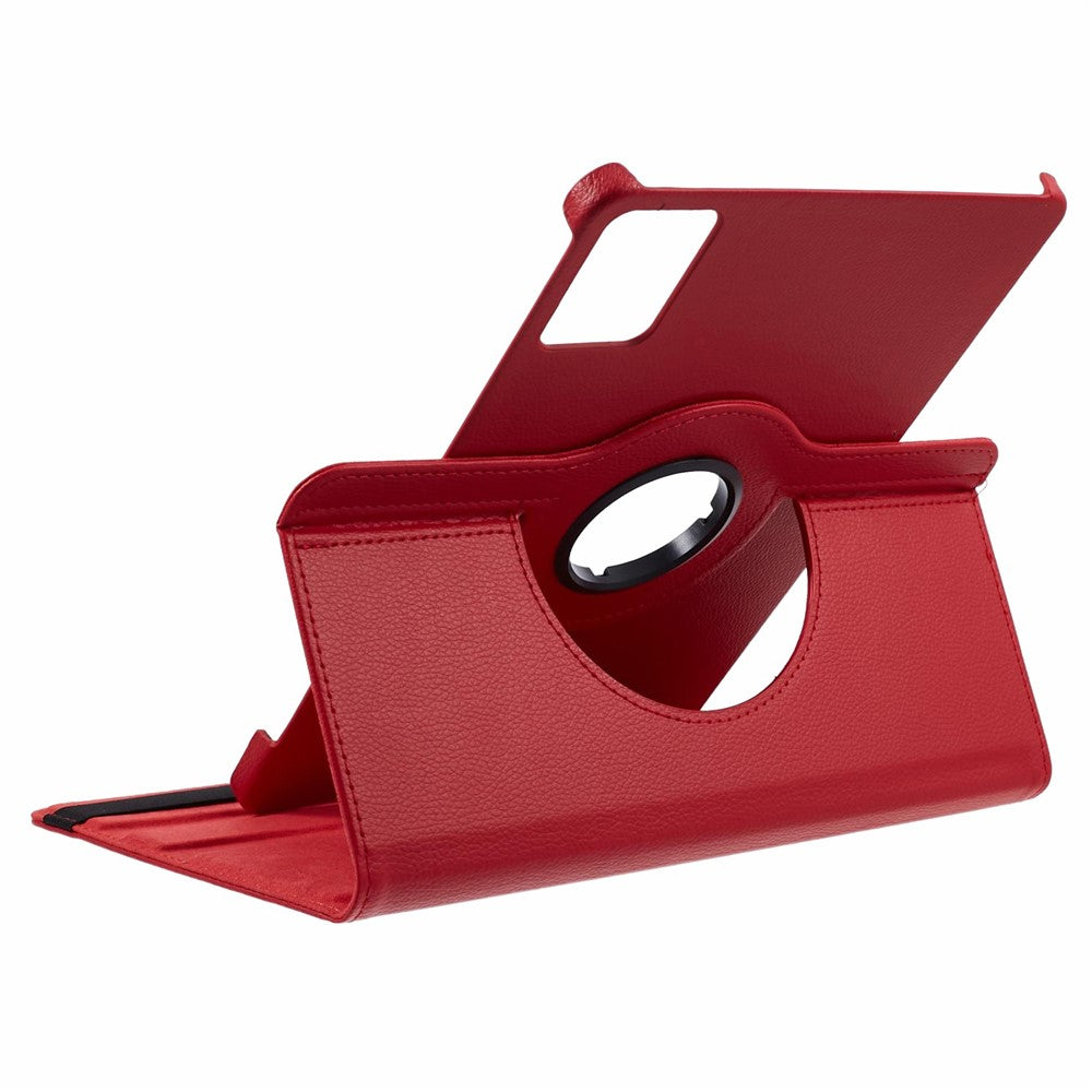 For Lenovo Idea Tab TB336ZU, TB336FU / Xiaoxin Pad 11 2025 Case Rotating Stand PU Leather + PC Tablet Cover with Elastic Band - Red