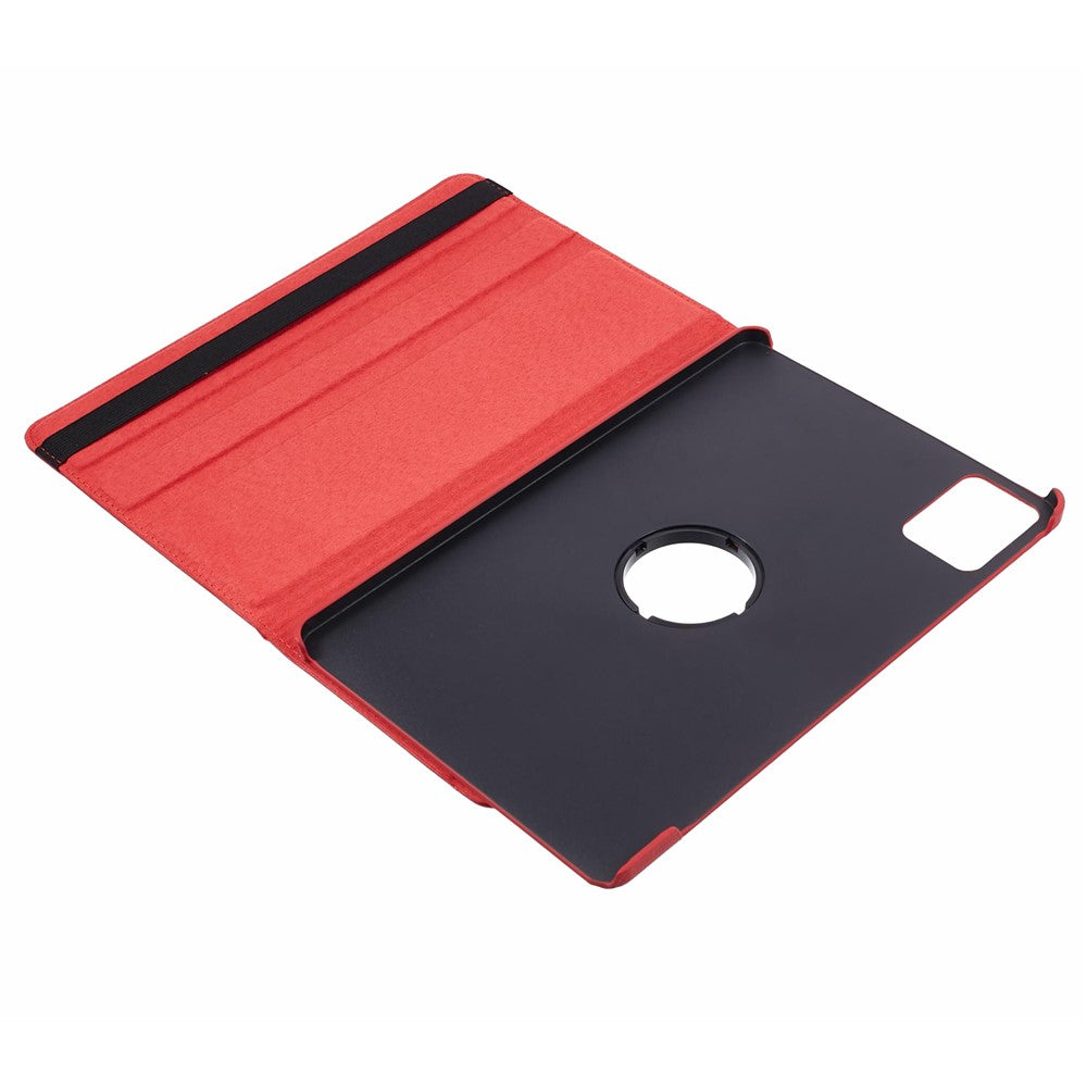 For Lenovo Idea Tab TB336ZU, TB336FU / Xiaoxin Pad 11 2025 Case Rotating Stand PU Leather + PC Tablet Cover with Elastic Band - Red