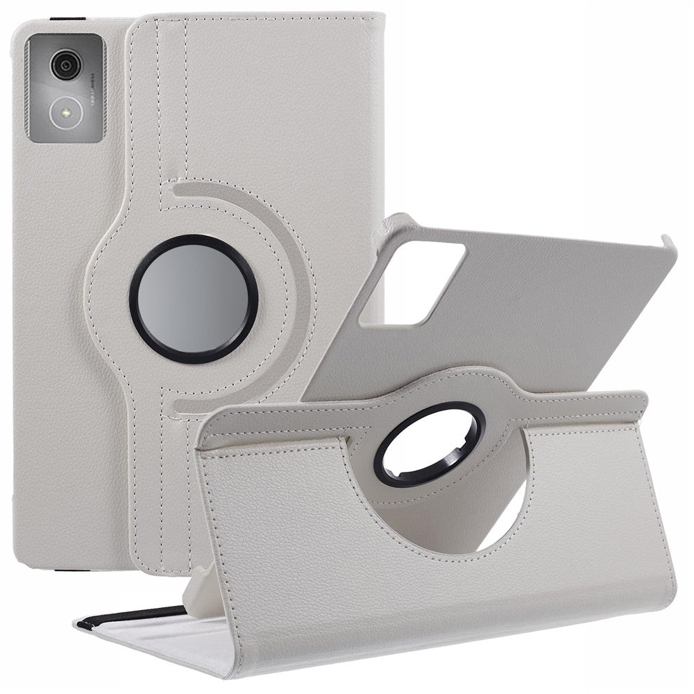 For Lenovo Idea Tab TB336ZU, TB336FU / Xiaoxin Pad 11 2025 Case Rotating Stand PU Leather + PC Tablet Cover with Elastic Band - White