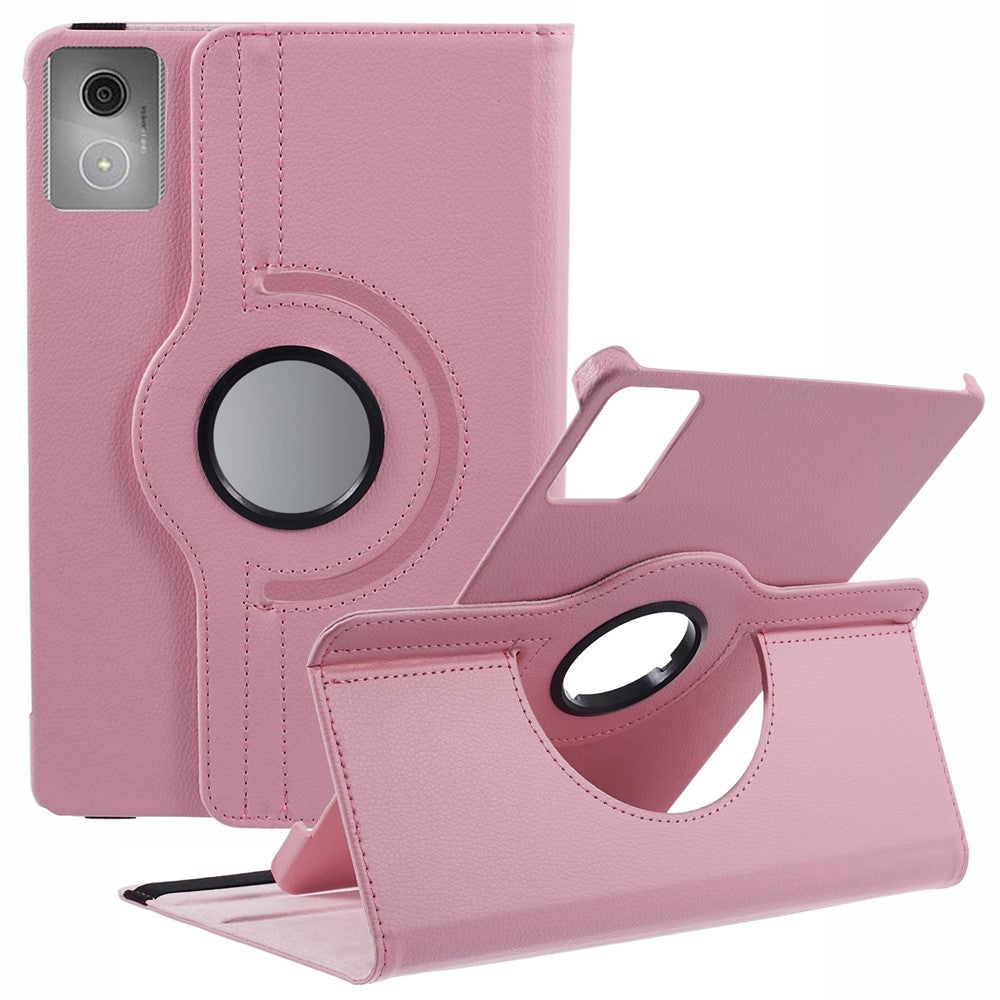 For Lenovo Idea Tab TB336ZU, TB336FU / Xiaoxin Pad 11 2025 Case Rotating Stand PU Leather + PC Tablet Cover with Elastic Band - Pink