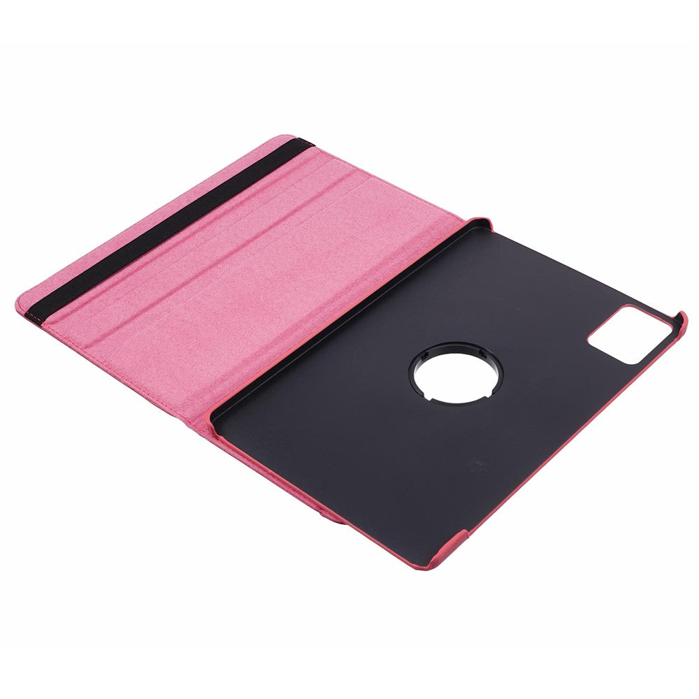 For Lenovo Idea Tab TB336ZU, TB336FU / Xiaoxin Pad 11 2025 Case Rotating Stand PU Leather + PC Tablet Cover with Elastic Band - Rose