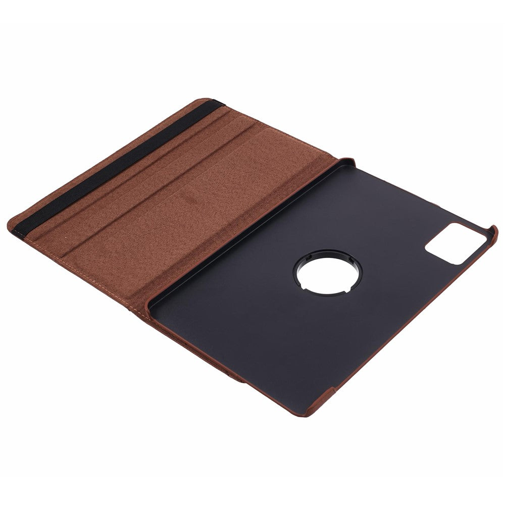 For Lenovo Idea Tab TB336ZU, TB336FU / Xiaoxin Pad 11 2025 Case Rotating Stand PU Leather + PC Tablet Cover with Elastic Band - Brown