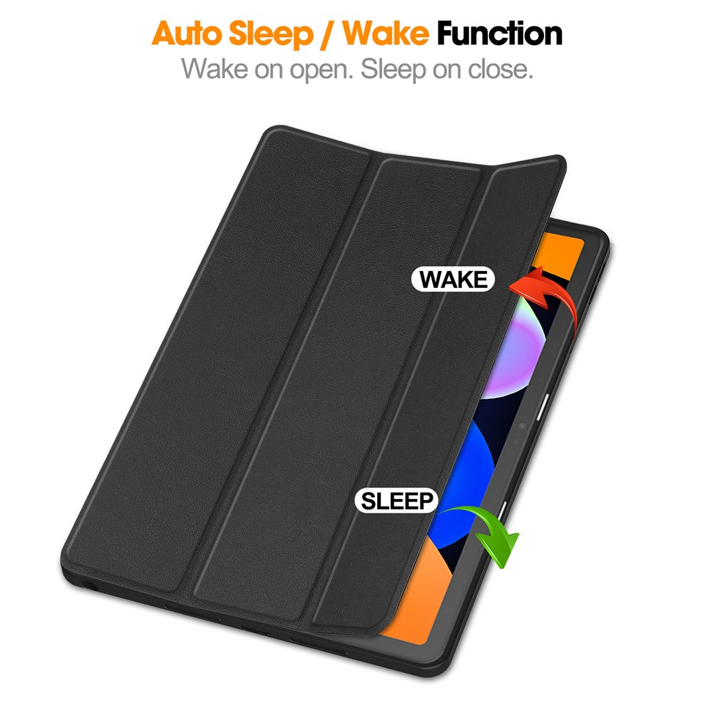 For Lenovo Idea Tab (TB336ZU / TB336FU) / Xiaoxin Pad 11 2025 Stand Case Shock-Absorbent Leather Tablet Cover with Pen Slot - Black