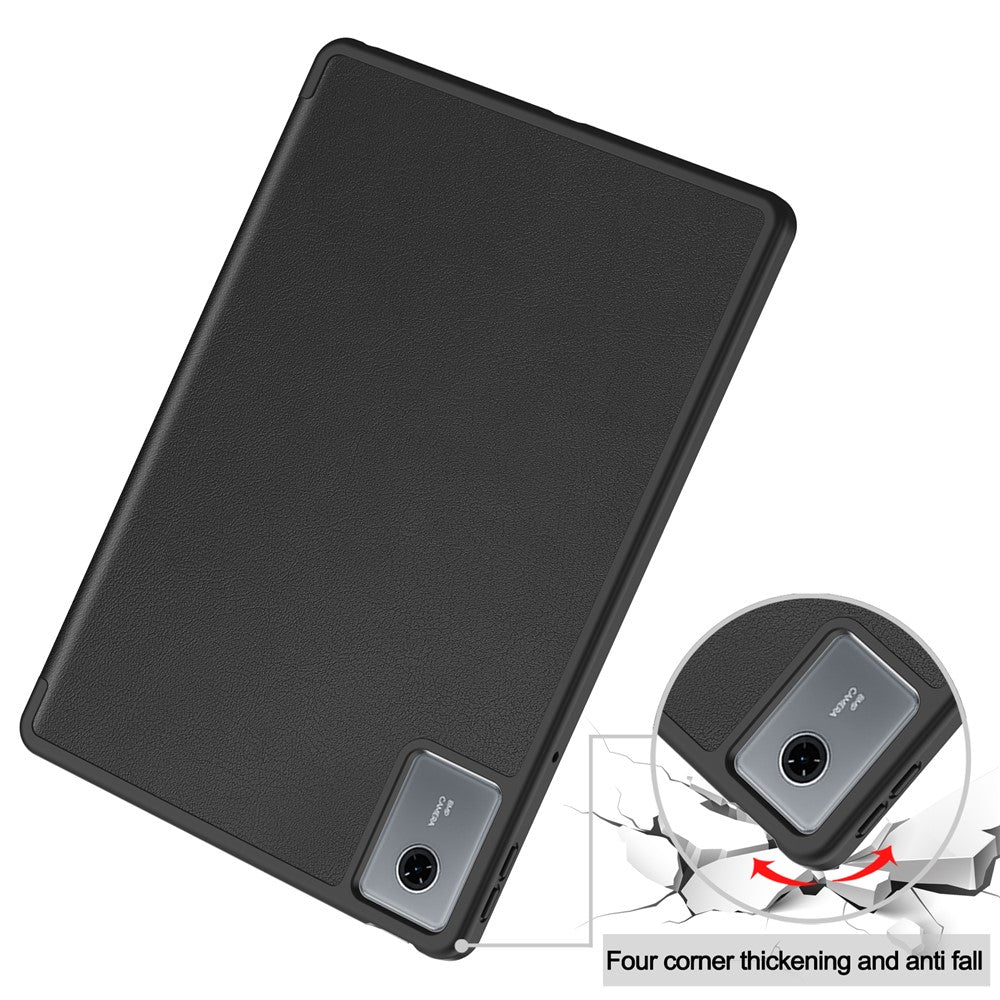 For Lenovo Idea Tab (TB336ZU / TB336FU) / Xiaoxin Pad 11 2025 Stand Case Shock-Absorbent Leather Tablet Cover with Pen Slot - Black