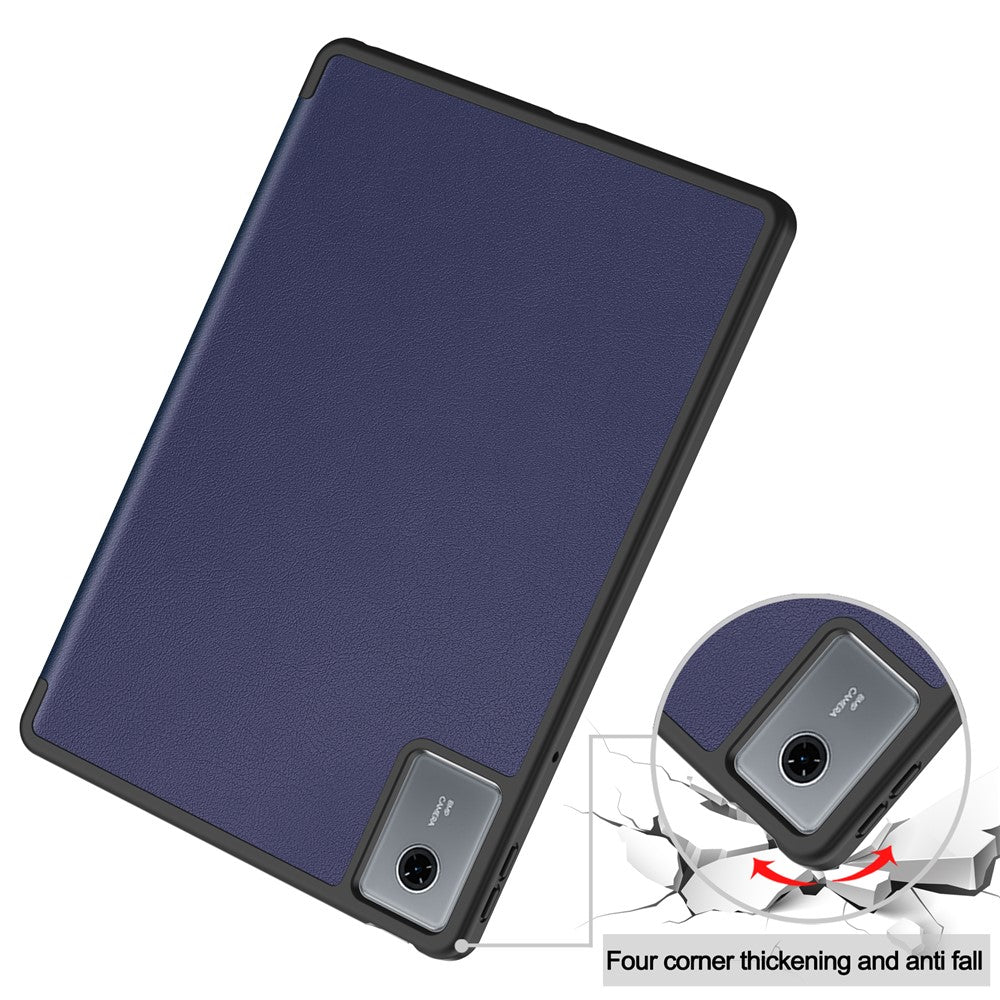 For Lenovo Idea Tab (TB336ZU / TB336FU) / Xiaoxin Pad 11 2025 Stand Case Shock-Absorbent Leather Tablet Cover with Pen Slot - Dark Blue