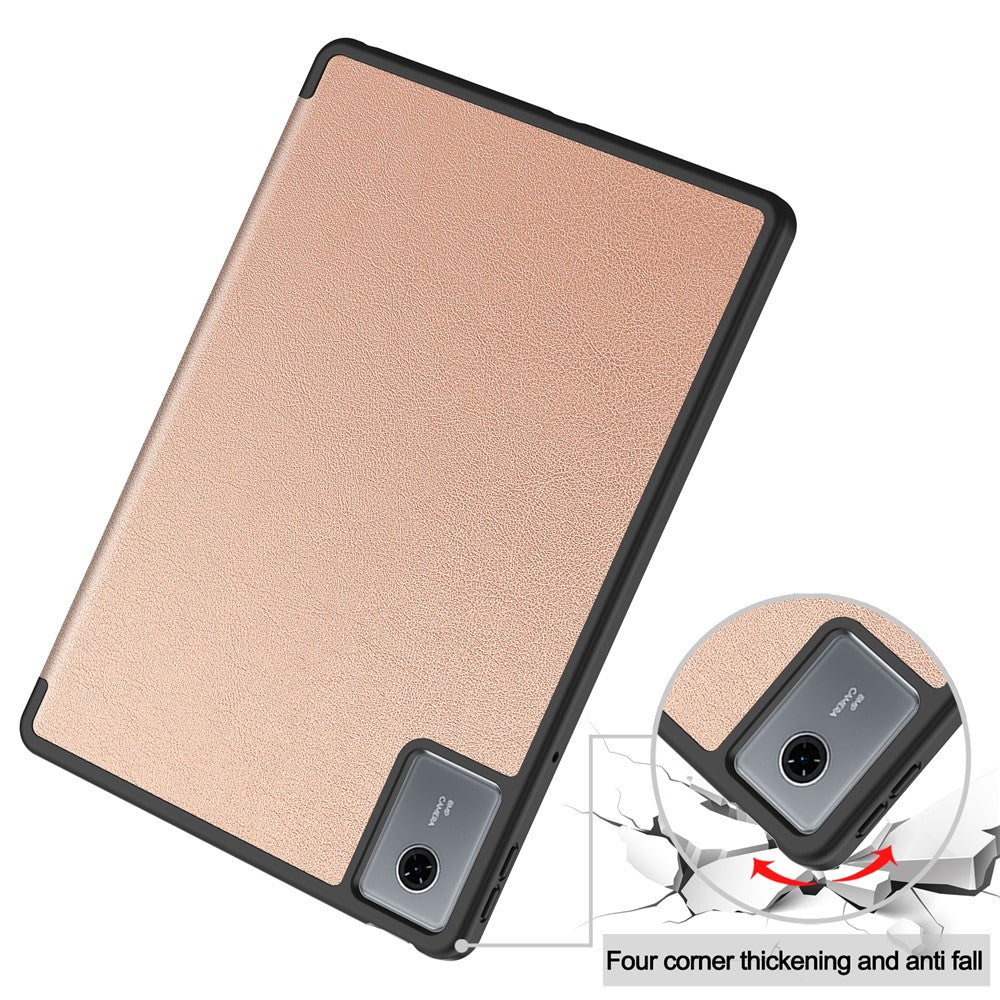 For Lenovo Idea Tab (TB336ZU / TB336FU) / Xiaoxin Pad 11 2025 Stand Case Shock-Absorbent Leather Tablet Cover with Pen Slot - Rose Gold