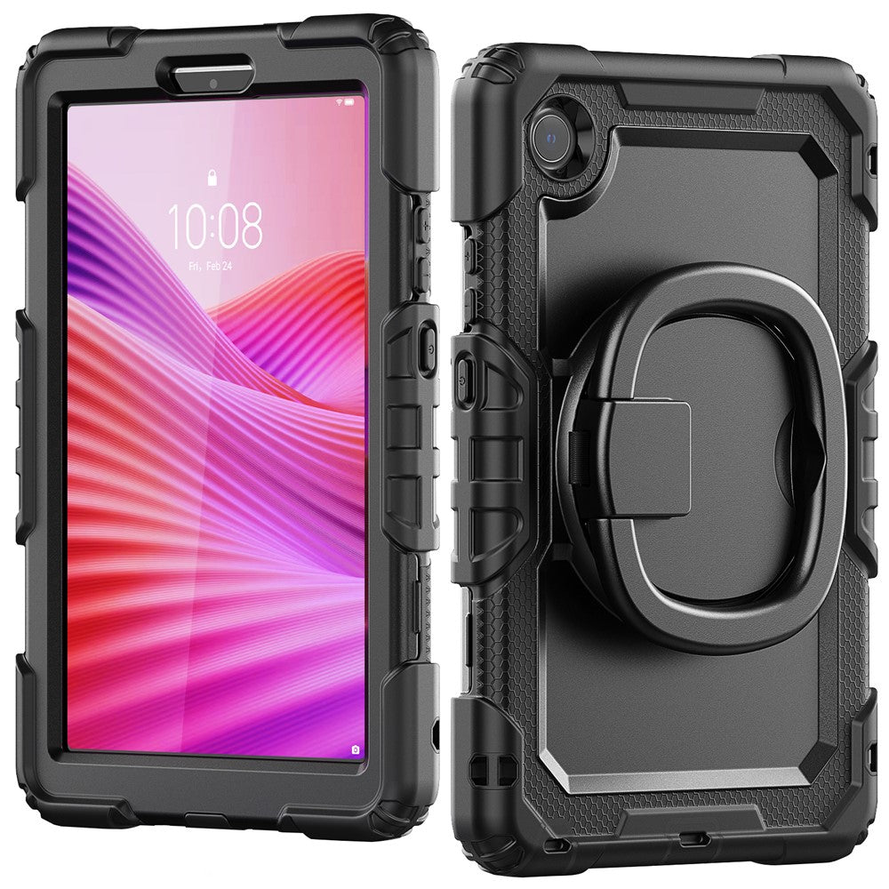 For Lenovo Tab K9 TB305FU Case Ring Kickstand PC + Silicone Shockproof Tablet Cover - Black