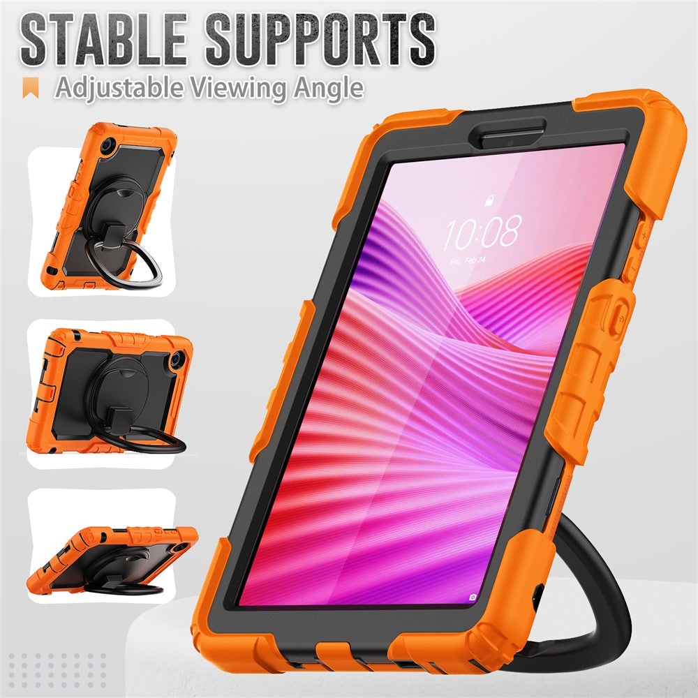 For Lenovo Tab K9 TB305FU Case Ring Kickstand PC + Silicone Shockproof Tablet Cover - Orange