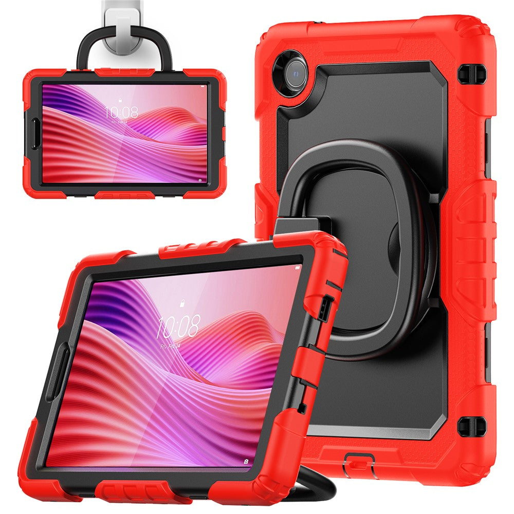 For Lenovo Tab K9 TB305FU Case Ring Kickstand PC + Silicone Shockproof Tablet Cover - Red