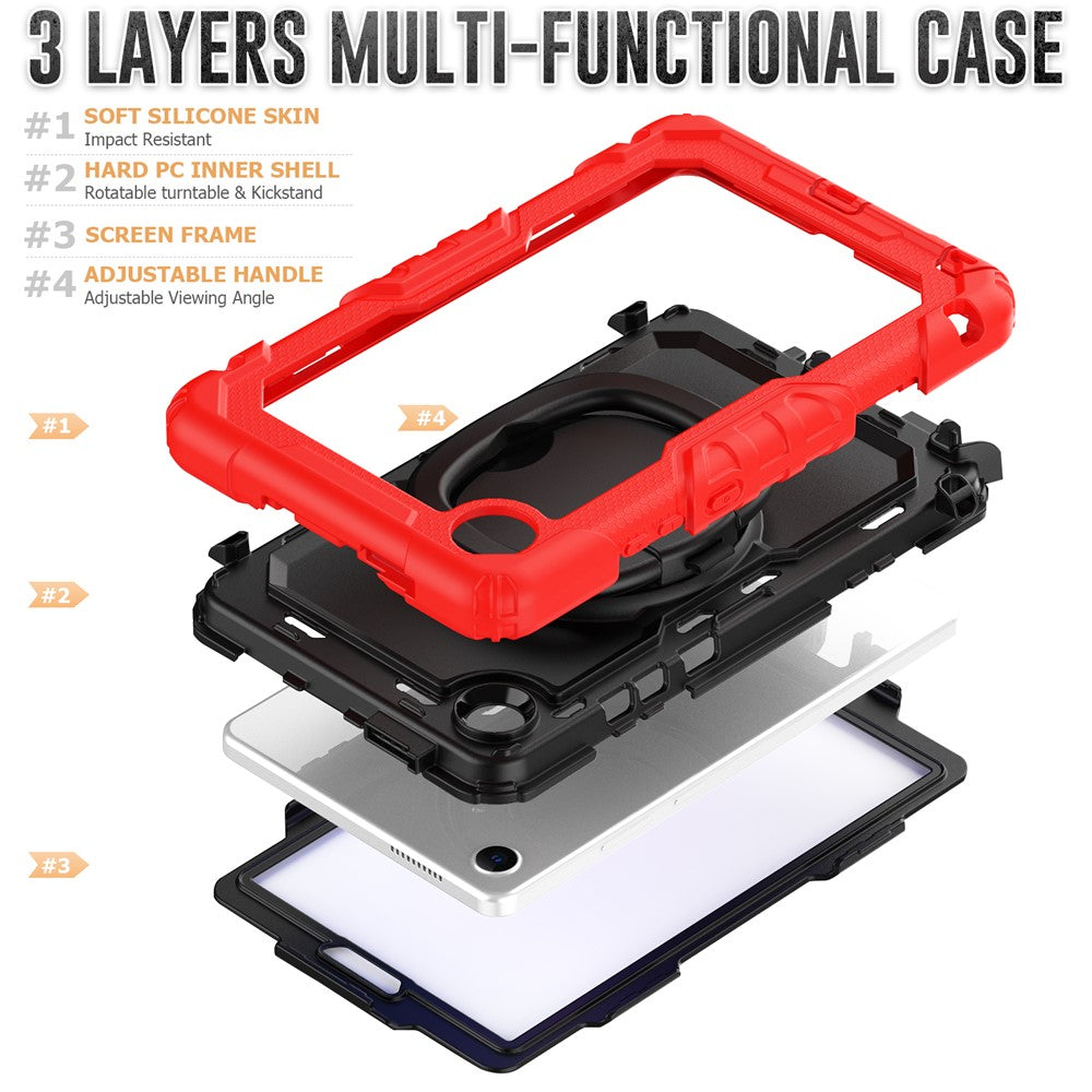 For Lenovo Tab K9 TB305FU Case Ring Kickstand PC + Silicone Shockproof Tablet Cover - Red