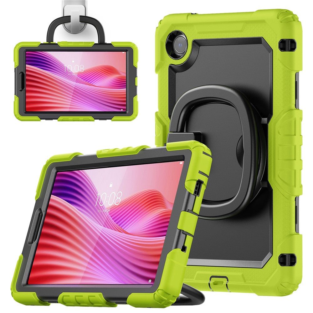 For Lenovo Tab K9 TB305FU Case Ring Kickstand PC + Silicone Shockproof Tablet Cover - Yellowgreen