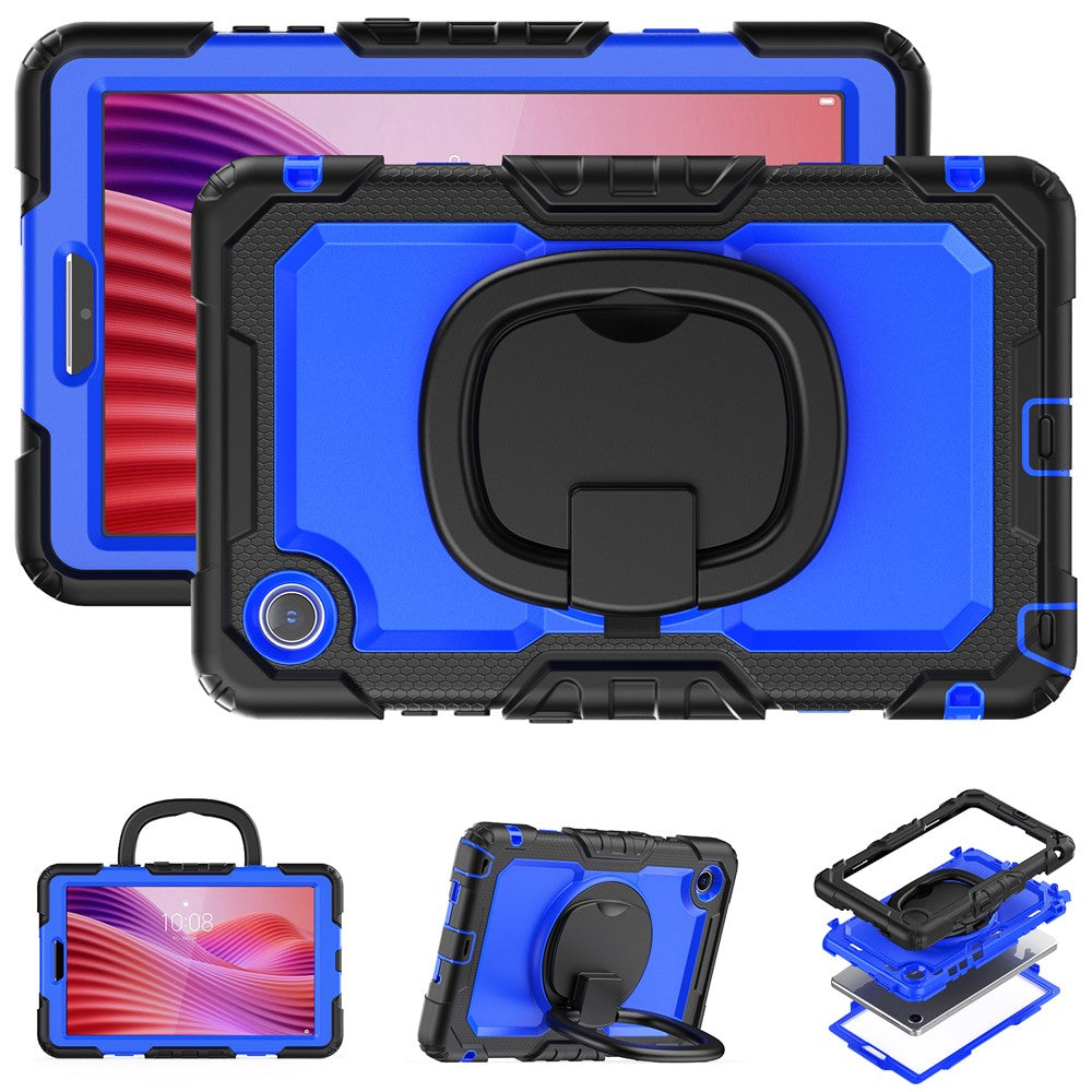 For Lenovo Tab K9 TB305FU Case Ring Kickstand PC + Silicone Shockproof Tablet Cover - Black / Dark Blue
