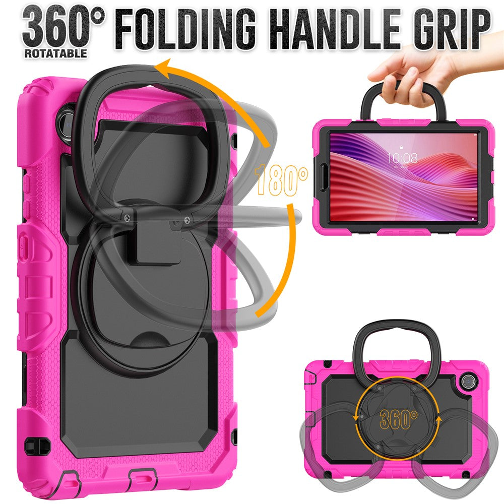 For Lenovo Tab K9 TB305FU Case Ring Kickstand PC + Silicone Shockproof Tablet Cover - Rose