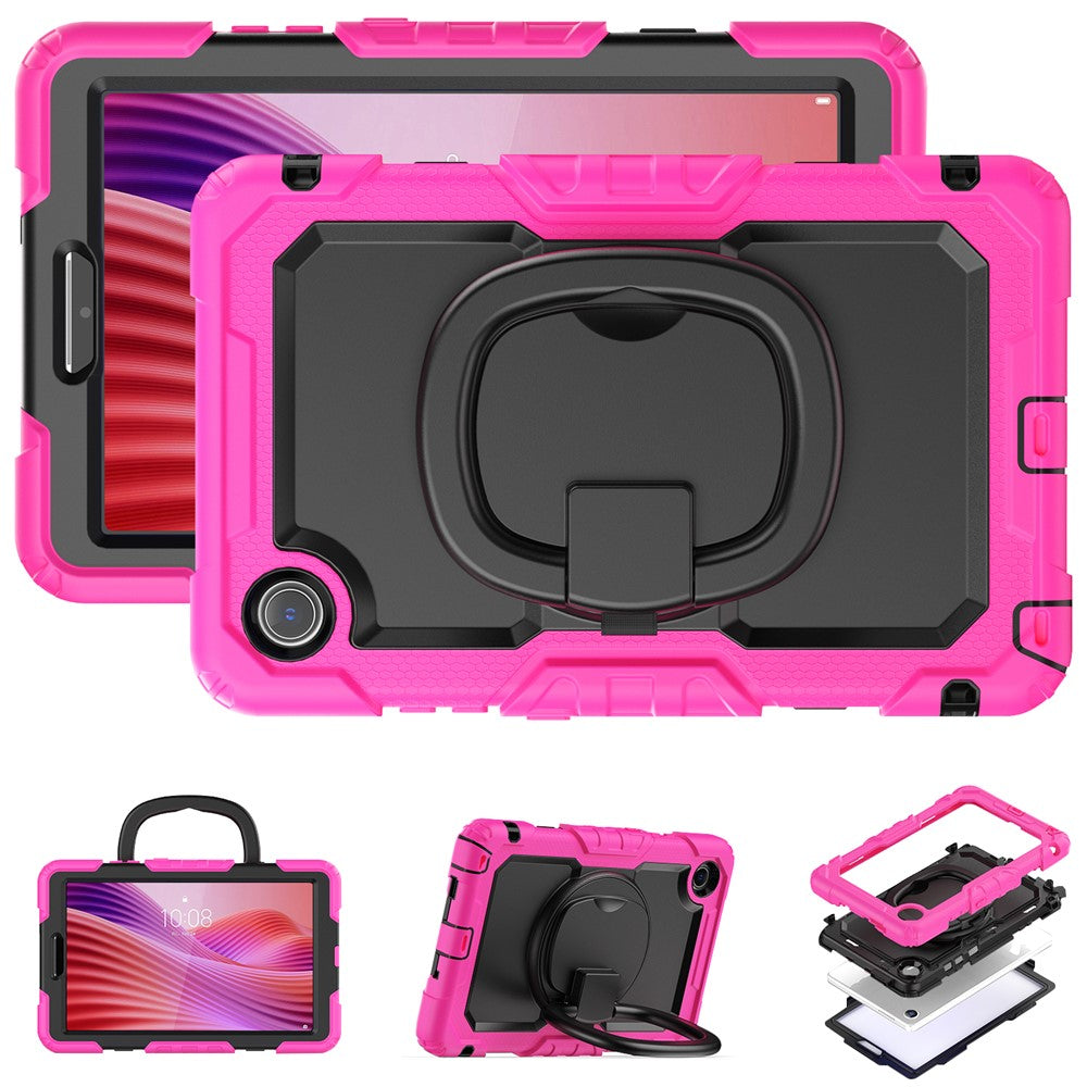 For Lenovo Tab K9 TB305FU Case Ring Kickstand PC + Silicone Shockproof Tablet Cover - Rose