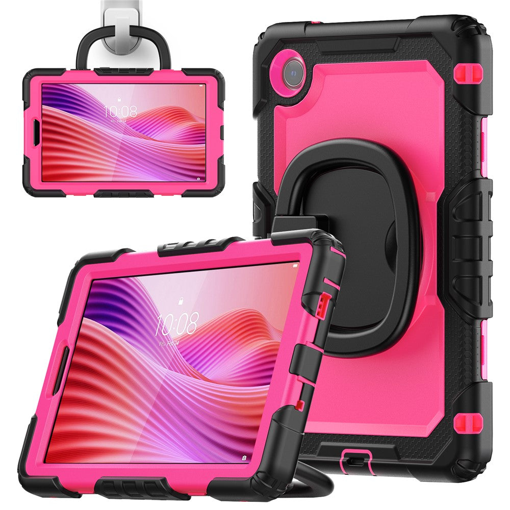 For Lenovo Tab K9 TB305FU Case Ring Kickstand PC + Silicone Shockproof Tablet Cover - Black / Rose