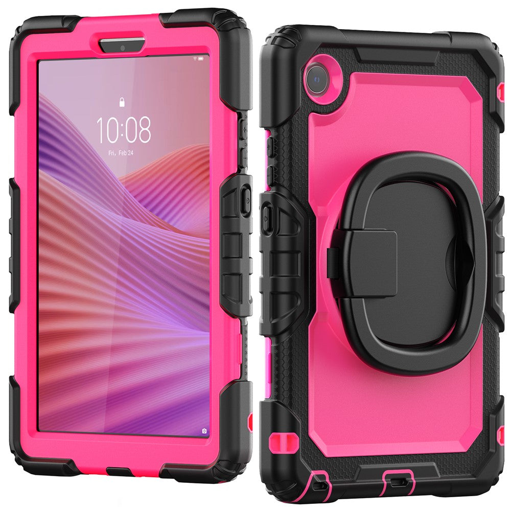 For Lenovo Tab K9 TB305FU Case Ring Kickstand PC + Silicone Shockproof Tablet Cover - Black / Rose