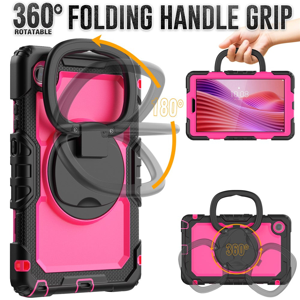 For Lenovo Tab K9 TB305FU Case Ring Kickstand PC + Silicone Shockproof Tablet Cover - Black / Rose