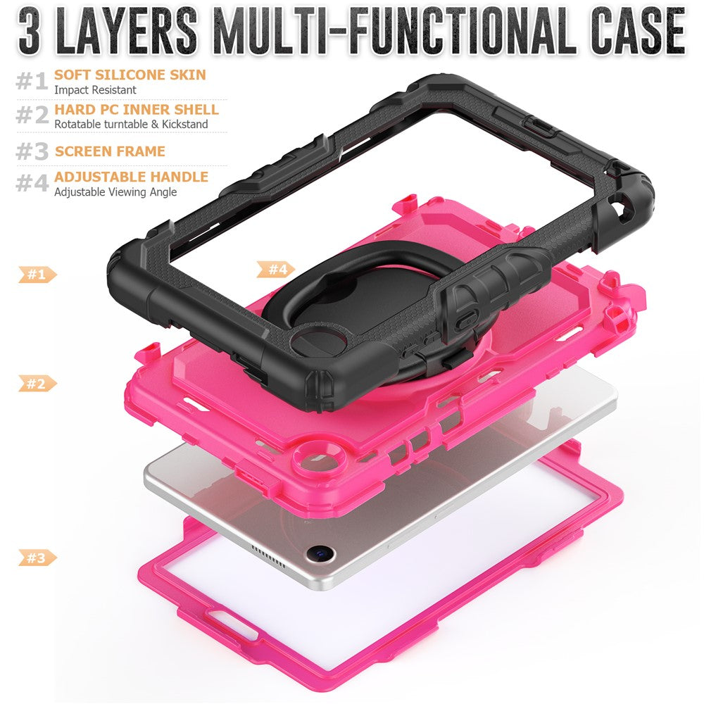 For Lenovo Tab K9 TB305FU Case Ring Kickstand PC + Silicone Shockproof Tablet Cover - Black / Rose