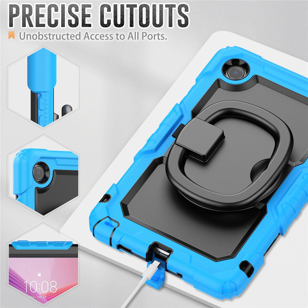 For Lenovo Tab K9 TB305FU Case Ring Kickstand PC + Silicone Shockproof Tablet Cover - Baby Blue