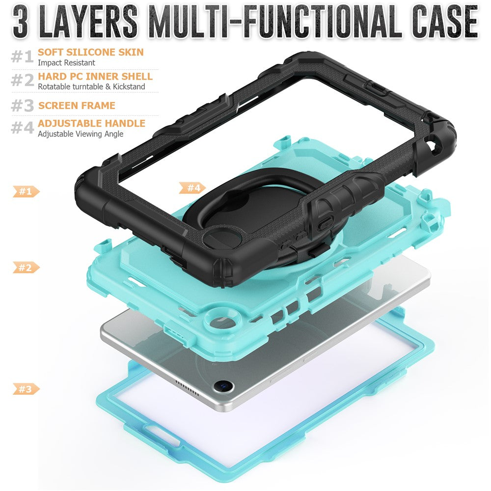For Lenovo Tab K9 TB305FU Case Ring Kickstand PC + Silicone Shockproof Tablet Cover - Baby Blue / Black