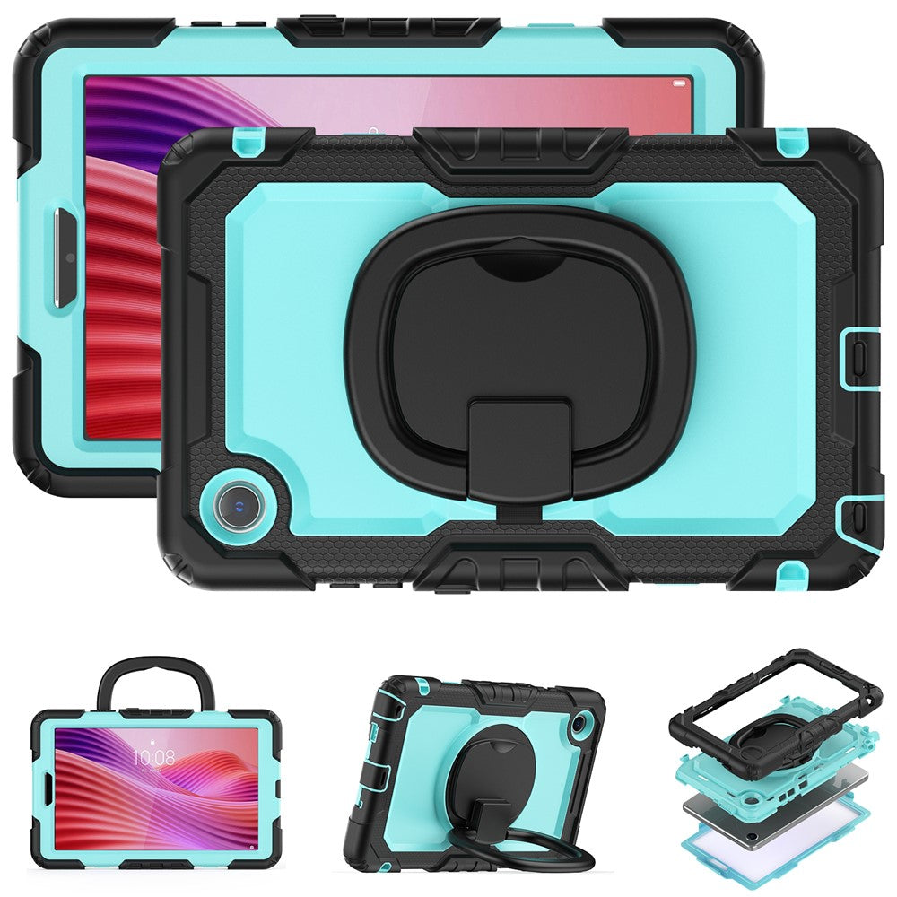 For Lenovo Tab K9 TB305FU Case Ring Kickstand PC + Silicone Shockproof Tablet Cover - Baby Blue / Black