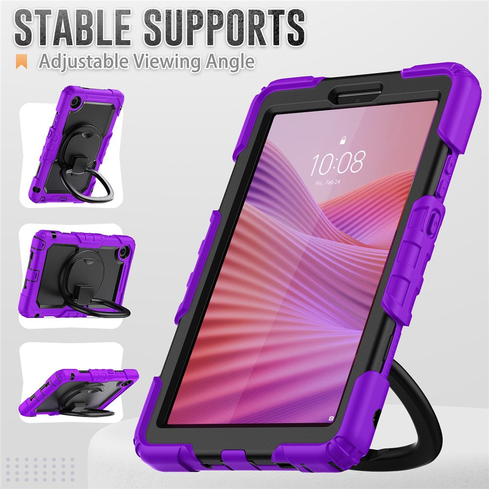 For Lenovo Tab K9 TB305FU Case Ring Kickstand PC + Silicone Shockproof Tablet Cover - Purple