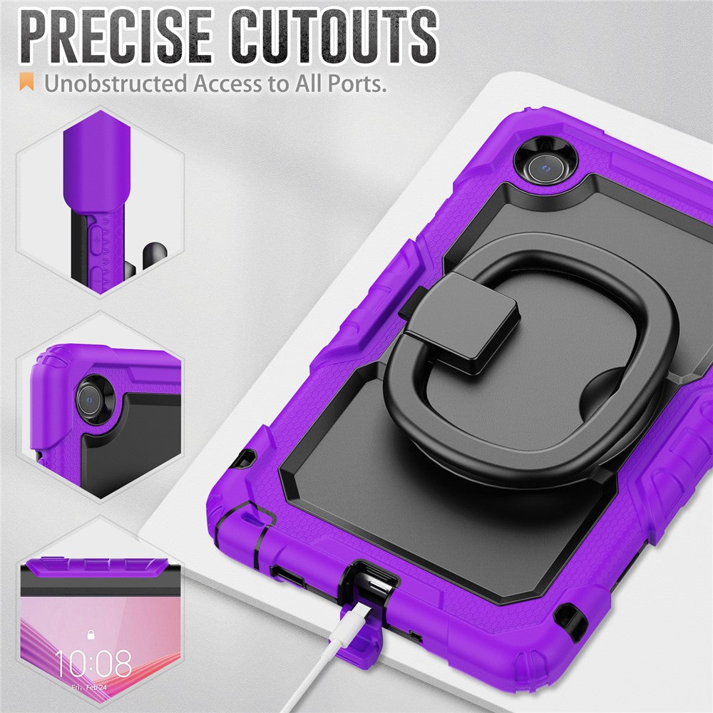 For Lenovo Tab K9 TB305FU Case Ring Kickstand PC + Silicone Shockproof Tablet Cover - Purple