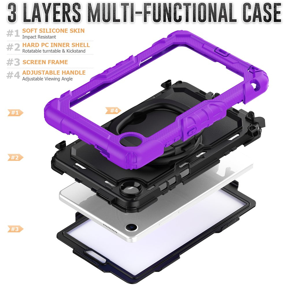 For Lenovo Tab K9 TB305FU Case Ring Kickstand PC + Silicone Shockproof Tablet Cover - Purple