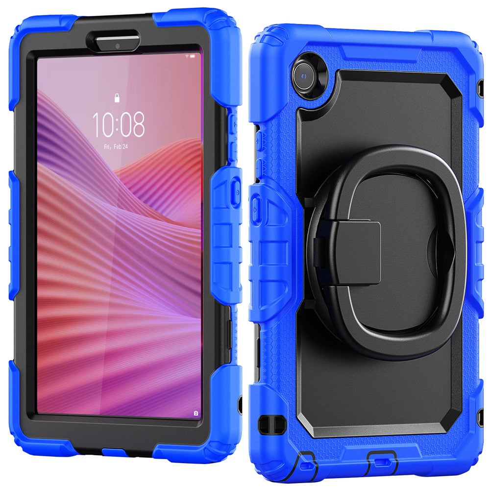 For Lenovo Tab K9 TB305FU Kickstand Case PC + Silicone Tablet Cover with Shoulder Strap - Dark Blue