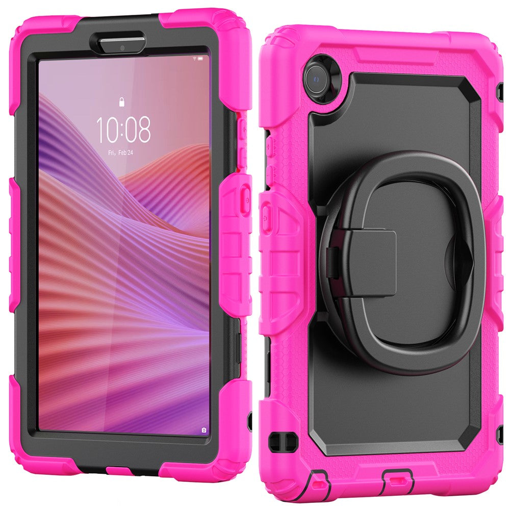 For Lenovo Tab K9 TB305FU Kickstand Case PC + Silicone Tablet Cover with Shoulder Strap - Rose