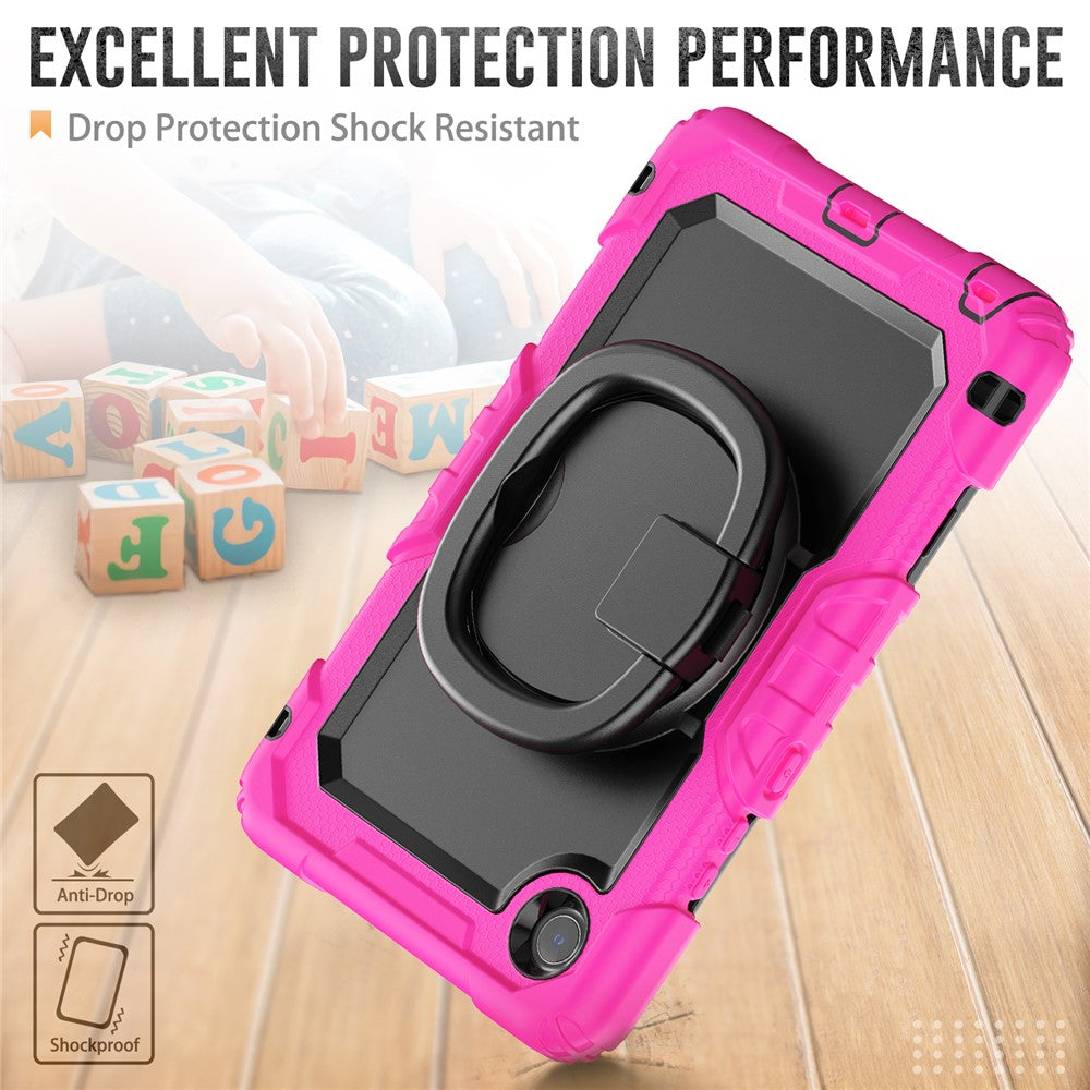 For Lenovo Tab K9 TB305FU Kickstand Case PC + Silicone Tablet Cover with Shoulder Strap - Rose