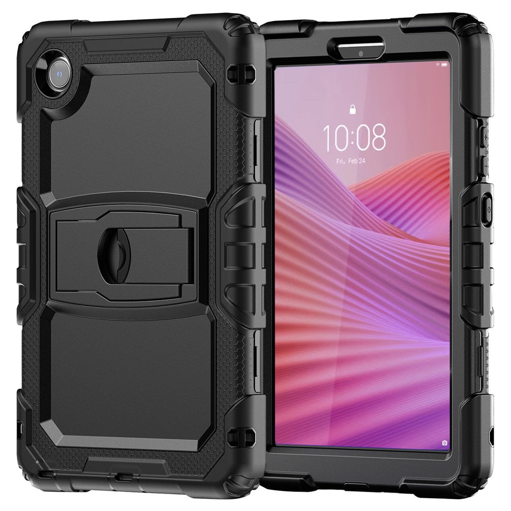 For Lenovo Tab K9 Case Kickstand PC + Silicone Shockproof Tablet Cover - Black