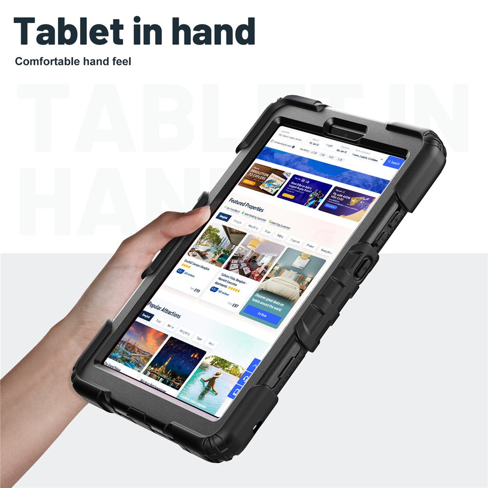 For Lenovo Tab K9 Case Kickstand PC + Silicone Shockproof Tablet Cover - Black