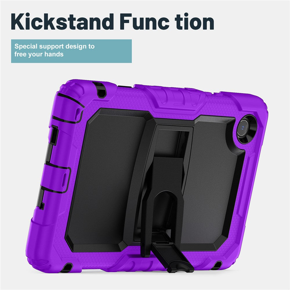 For Lenovo Tab K9 TB305FU Case with Shoulder Strap Kickstand PC + Silicone Shockproof Tablet Cover - Purple