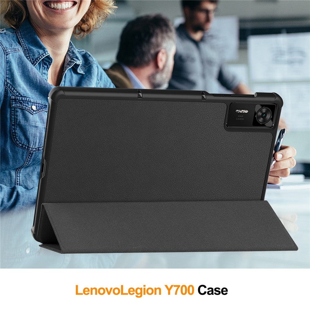 For Lenovo Legion Y700 Gen 4 Case Anti-Drop Leather Stand Tablet Cover - Black
