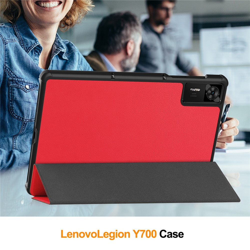For Lenovo Legion Y700 Gen 4 Case Anti-Drop Leather Stand Tablet Cover - Red