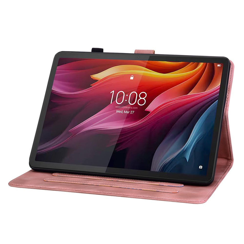 For Lenovo Idea Tab (TB336ZU / TB336FU) / Xiaoxin Pad 11 2025 Case Lily Flower Imprint Card Slots Leather Tablet Cover - Pink
